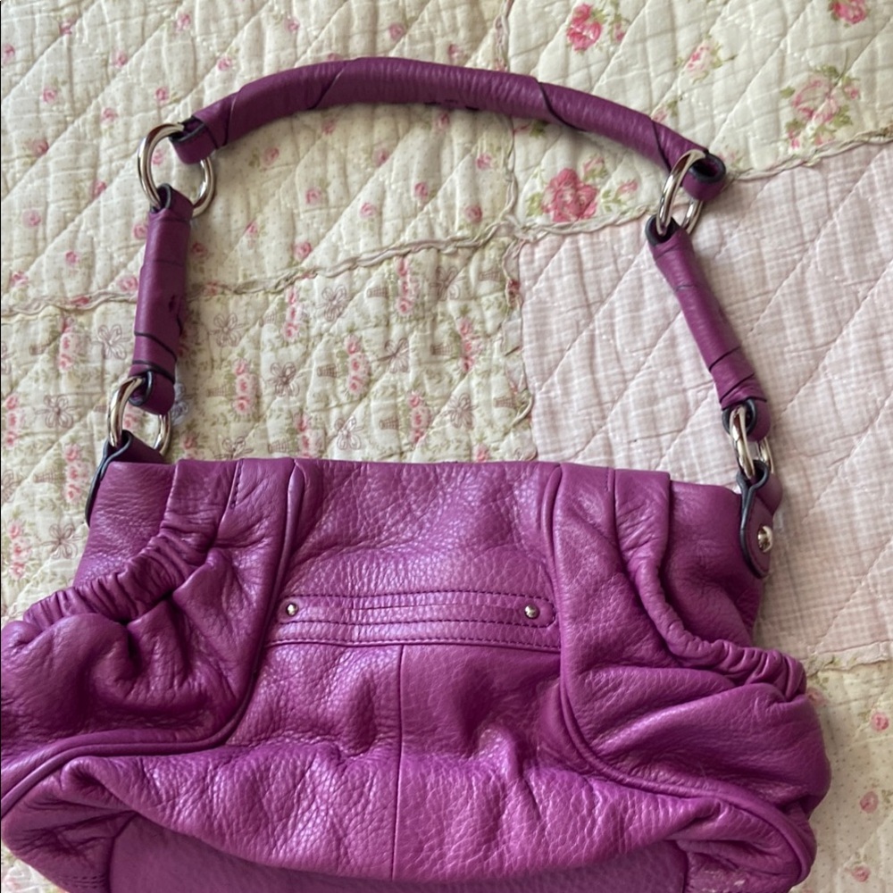 B. Makowsky Chic Purple Leather Shoulder Bag